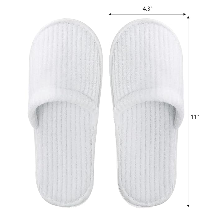 Frcctre 20 Pairs White Disposable Slippers, Closed Toe Soft Coral Fleece SPA Slippers for Women and Men, Comfortable Non-Slip Disposable Slippers for Travel Guests Hotel Home Salon