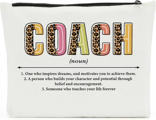 Coach Definition Noun, Inspirational Coach Gifts, Makeup Bag Cosmetic Bag, Best Coach Gifts, Birthday Retirement Coach Appreciation Thank You Gifts for Women Coach Team Leader Office Boss Colleagues