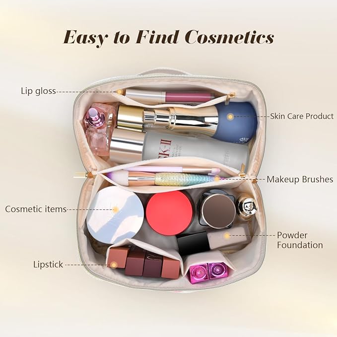 Gifts for Girls, Initial Travel Makeup Bag Women's Day Gift Make up Bag Cosmetic Bags Monther's Day Gifts, Personalized Stuff Bag Cute Makeup Bag Birthday Gifts for Women/Friend/Mother - I