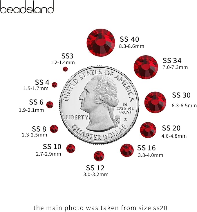 Beadsland Hotfix Rhinestones Bulk, 14400pcs Dark Red Hot Fix Rhinestones for Crafts Clothes DIY Decoration, Dark Siam, SS16, 3.8-4.0mm