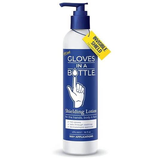 Gloves In A Bottle Working Hands Cream – Hypoallergenic Moisturizing Lotion for Severely Cracked Hands – Protective Hand Treatment for Workers, Nurses & More – 16 oz with Pump
