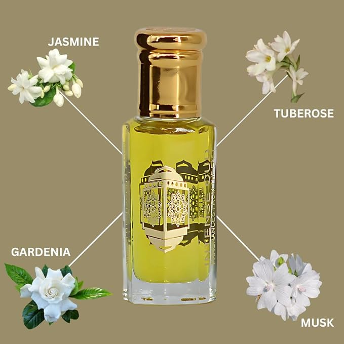 INTENSE OUD Al Yasmin Long Lasting Arabian Perfume Oils for Women 12ML (0.40 OZ) Fragrance Oil with Sweet Jasmine, Creamy Tuberose & Soft Musk Notes - Concentrated Perfume Oil in Black Gift Box