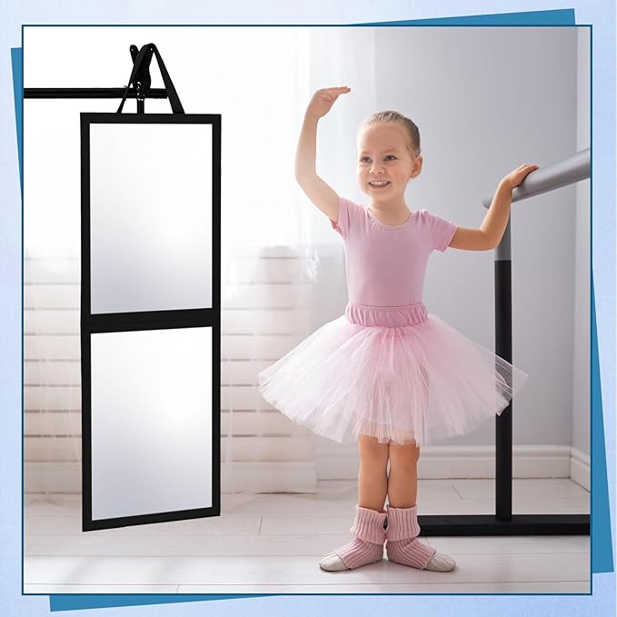 Travel Hanging Mirror 33.5 x 13.4 Inch Dance Bag Mirror Backstage Foldable Hanging Christmas for Gifts Dance Bag Dancers Artists Aestheticians Home Spa Events(Black)