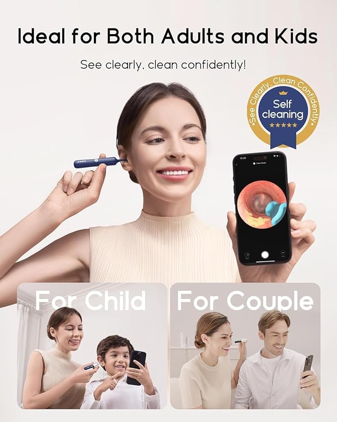 Bebird Earsight Plus D39R Ear Wax Removal Tool Camera, FSA HSA Eligible Items, Ear Cleaner with Flexible Ear Camera Otoscope, Visual Ear Pick Tweezers Wax Remover, Ear Cleaning Kit for Family