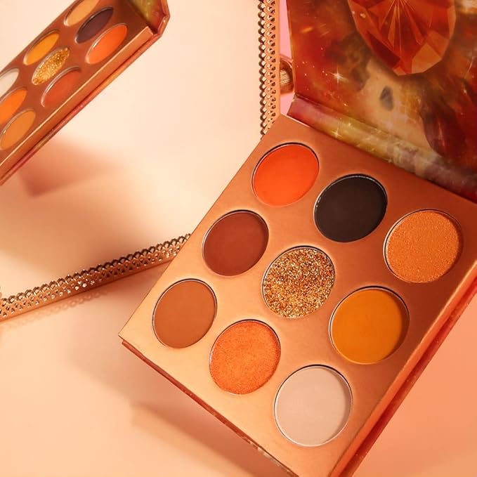 docolor Eyeshadow Palette 9Colors Orange Eyeshadow Gemstone Shadow Palettes Highly Pigmented Mattes Shimmers Naked Smokey Glitter Cream Colorful Powder Blendable Long Lasting Waterproof Makeup Palette