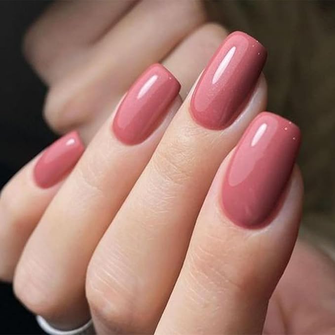 Modelones Petal Pink Press on Nails, Short Square Fake Nails, Reusable Nail Kit with Nail Glue Adhesive Tabs Mini Nail File, Spring Easter Nails Press Ons 32Pcs 16 Sizes, Women Girl Gift