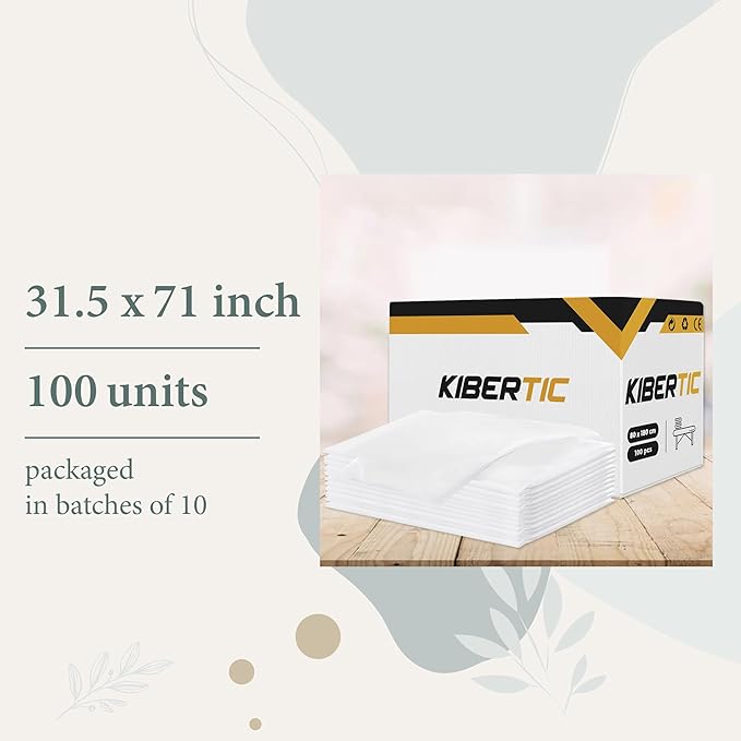 100 PCS Disposable Massage Table Sheets 71x31.5 inch, Disposable Bed Sheets, Disposable Sheets, White Massage Bed Cover, Massage Bed Sheets, Spa Sheets for Esthetician Bed, Hotel, Beauty