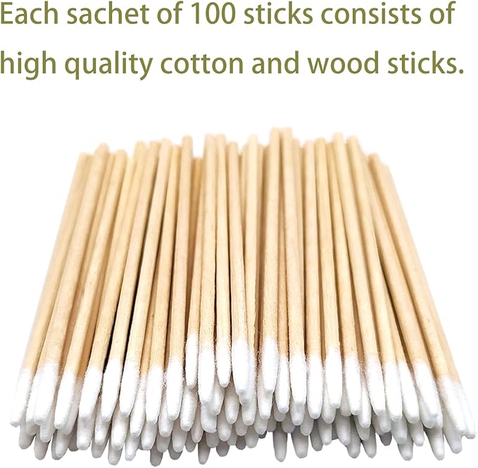 Pointed Q Tips for Cat Eye and Wound Care, 800pcs, 2.9 Inch Biodegradable Wooden Cotton Swabs, Precision Makeup, Baby Care, Nail Cleaning, Eco-Friendly