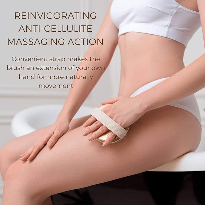 Massaging Dry Brushing Body Brush + Compressed Facial Sponges - Softer, Clearer, More Beautiful Skin Naturally