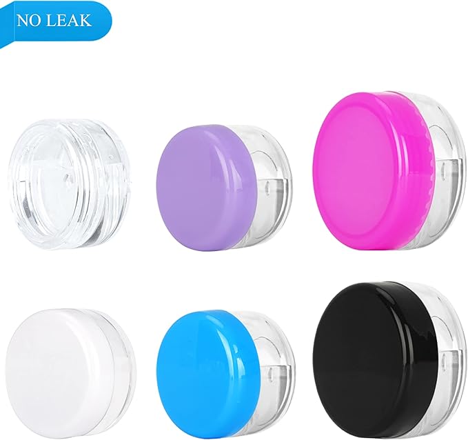 25PCS 3 Gram Sample Containers, 3ml Empty Jars with Lids, Small Cosmetic Containers, Mini Sample Jars with 2PCS Mini Spatulas for Make Up, Oils, Lotion, Powder, Paint, Jewelry, Lip Balms(Blue Lid)