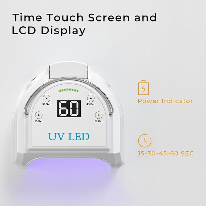 80W Professional Cordless UV LED Nail Lamp, UV Lights for Nails with 45 Beads and Rechargeable Battery, Portable LED Gel Nail Curing Dryer, Nail Polish Machine for Salon or Home, White