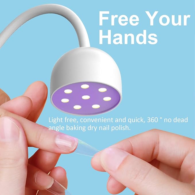 Nail Drying Lamp, 24W Nail Polish Curing Lamp, 365nm 405nm 360 Degree Rotatable USB Charging Nail Gel Dryer for Salon or Home Use