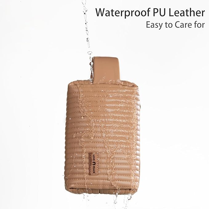 MIRASON Makeup Bag Set of 3 Cute Cosmetic Travel Toiletry Organizer Bag Pouch Set for Women PU Leather Waterproof Toiletry Bag 3 Piece, Brown