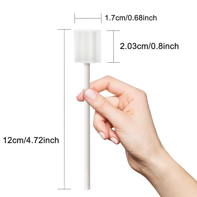 Disposable Mouth Swabs Sponge - Unflavored & Sterile Oral Swabs Dental Swabsticks for Mouth Cleaning (WHITE-100PCS)