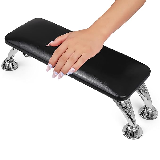 Arm Rest for Nails Tech, Easy Clean Nail Arm Rest, Comfortable, Supportive Hand Rest for Manicures and Pedicures, Salon-Quality Armrest with PU Leather for Nail Art (Black)
