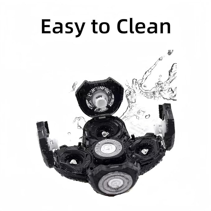 4PCS Shaver Replacement Blades for Head Shaver, 5 Blades Shaver Heads for Bald Men, Head and Face Electric Razor Shaver Heads, 2 Cleaning Brush