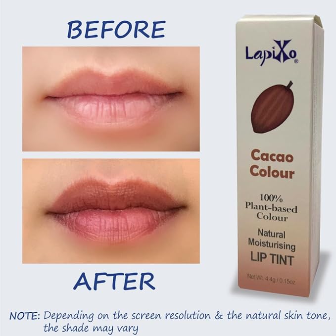 100% Plant-based Color, Unique Natural Moisturizing Lip Tint, 2-in-1 | Non-Toxic, All Food Ingredients, Antioxidant-rich Superfoods, Natural Matte Sheer, Buildable, 4.4g/0.15oz (Cacao color)
