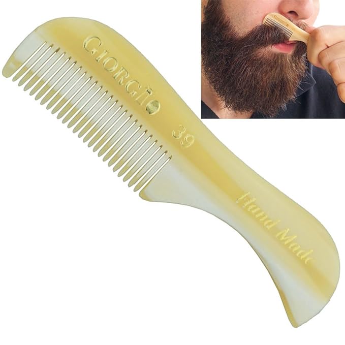 Giorgio G39 & G57 Extra Small 2.75 Inch Men's Fine Toothed Beard and Mustache Comb for Facial Hair Grooming and Styling. Wallet Pocket Comb Handmade of Quality Durable Cellulose, Saw-Cut Hand Polished