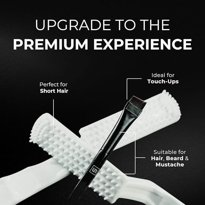 Simpler Hair Color Brown Black Mustache and Beard Upgraded Brush Kit with 3 Brushes Included for Precision Application - Gentle, Simple, and Reusable Beard Color for Men