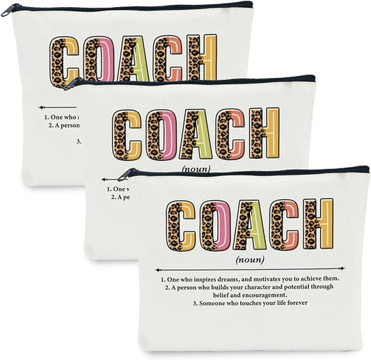 3 PCS Coach Makeup Bag - Best Coach Gifts for Women's Cheer, Football, Volleyball Teams & More