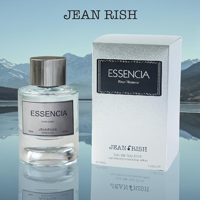 Jean Rish Essencia Pour Homme Eau De Parfume for Men (3.4 Fl Oz / 100ml) with Orange, Mint & Madagascar Vanilla Notes - Long Lasting and Luxury Fragrance