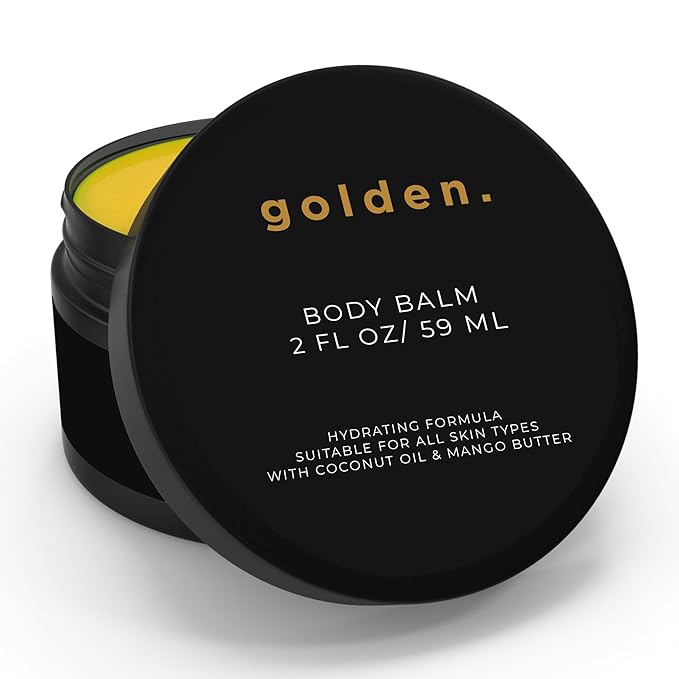 Golden Grooming Co. Men's Body Balm - Intense Repair Balm for Extra Dry Skin - Naturally Derived, Hydrating Formula - Suitable for All Skin Types with Coconut Oil & Mango Butter - 2 FL OZ