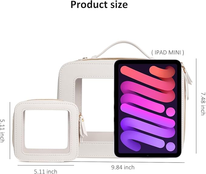 Clear Makeup Bags TSA Approved Toiletry Bag Handle Large Opening,Clear Toiletry Bags for Carry-on Traveling Travel Car Accessories Essentials Organziation Storage for Women Girls(White, Mini&Large)
