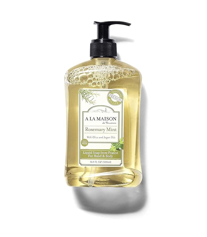 A LA MAISON Liquid Soap Hand and Body, Triple Milled, Essential Oils, Biodegradable, Plant Based, Vegan, Cruelty-Free, Alcohol & Paraben Free (Rosemary Mint 16.9 Fl Oz, 1 Pack)