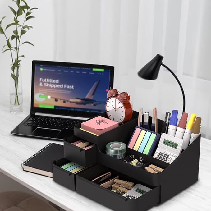 Makeup Organizer with Drawers, Countertop Organizer for Vanity, Bathroom and Bedroom Desk Cosmetics Display Case for Brushes, Lotions, Perfumes, Eyeshadow, Lipstick and Nail Polish