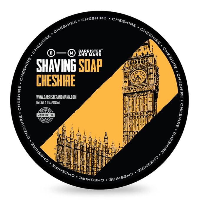 Barrister and Mann Shaving Soap | Luxury Dense, Rich & Creamy Lather Tallow Wet Shave Puck Notes of American Clary Sage, Bergamot, Lavender, Patchouli | Grooming Routine for Men 4 Oz (Cheshire)