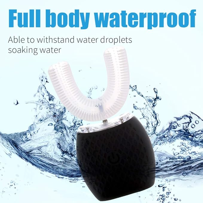 Automatic Toothbrush for Adults Ultrasonic Electric Ultrasonic Toothbrush 30'' Automatic Timer Wireless Charging Washable Travel Home Dual-use (Black, M)
