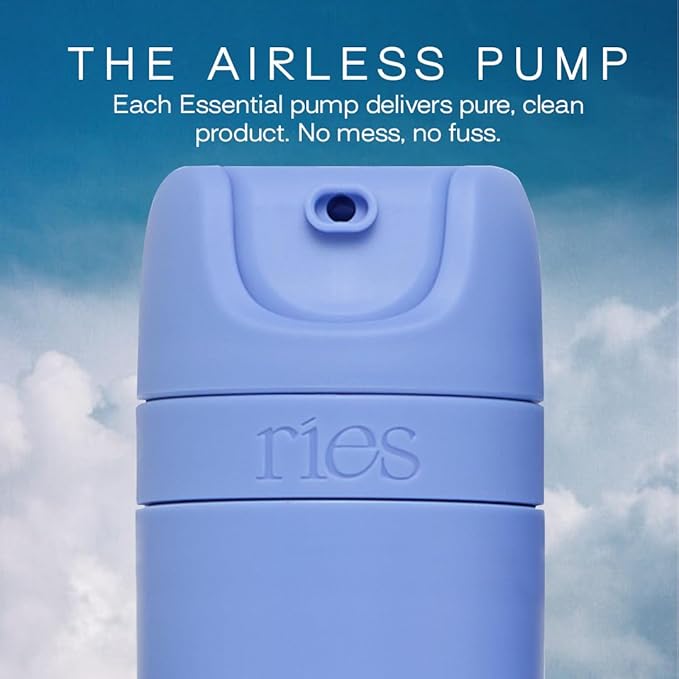 Starter Set Toiletry Travel Bottles – Set of 3 (1.7oz) Airless Pump Containers for Shampoo, Conditioner, Body, Face – Leak-Proof, TSA-Approved, Dishwasher Safe- (Runaway Blue)