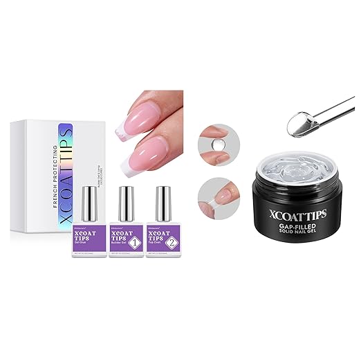 BTArtboxnails XCOATTIPS Builder Gel Top Coat and Gap-Filled Solid Nail Glue Set