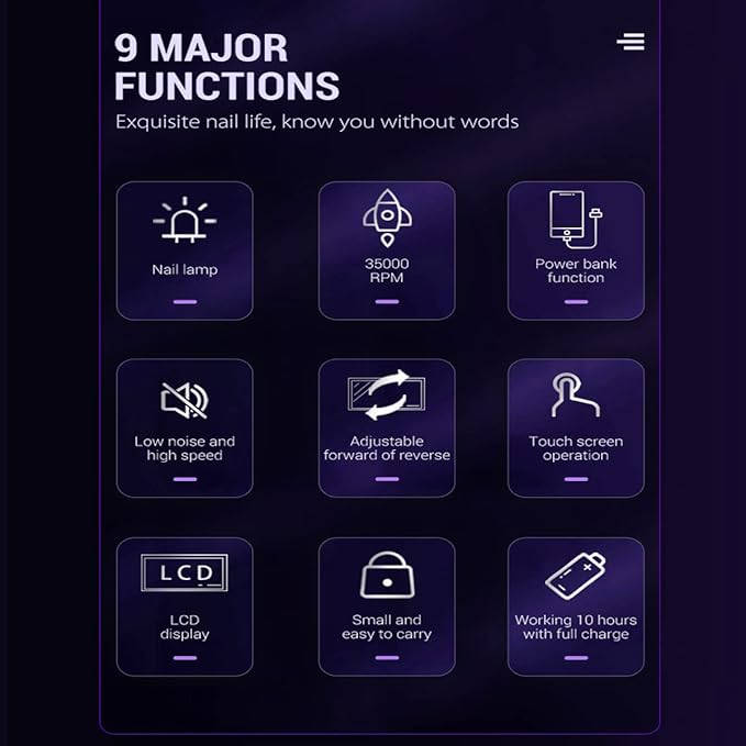 3 in 1 Portable Electric Nail Drill, Compact 35000 RPM Electrical Professional Nail File Kit, UV Lamp Manicure Pedicure Polishing Shape Tools