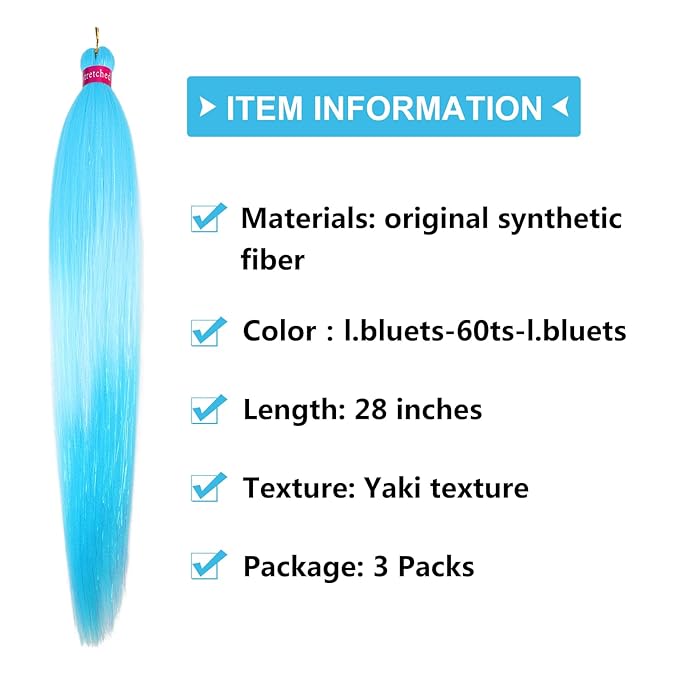 Upgraded Braiding Hair Extension Mix Tinsel, Pre Stretched Braiding Hair for Braiding Twist Braids Itch Free Hot Water Setting Yaki Straight Hair