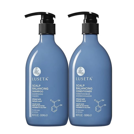 Luseta Salicylic Acid Shampoo and Conditioner Set for Men and Women, Scalp-Balancing, Reducing Build-up, Flake Control Shampoo for Men, Clarifying Shampoo for Refreshing, pH-Balanced, 2 x 16.9 Fl Oz
