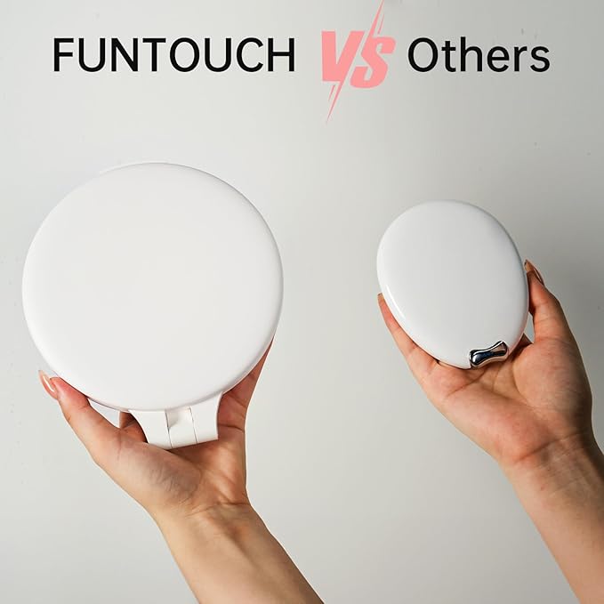 FUNTOUCH 7'' Travel Makeup Mirror with Lights 10X Magnifying, 3 Color Portable Double Side Vanity Mirror with Rechargeable for Travel Essential, Gifts for Women