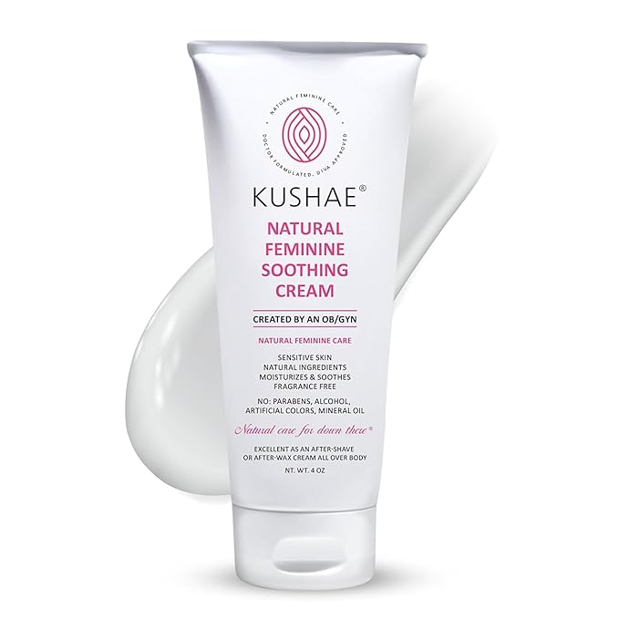 Kushae Feminine Soothing After Shave Cream - OB/GYN Made, Natural, Fragrance Free, Aloe-Based, pH Balanced Intimate Moisturizer for Women 4oz