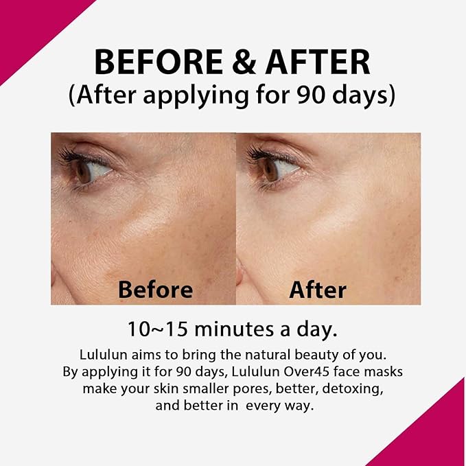 Lululun 7 EA Facial Sheet Mask for Anti-Aging & Firm Skin Women & Men, Hydrating & Moisturizing Face Sheet Mask with Zijube Extract, Organic & Natural Daily Japanese Skincare, Over 45 Camelia Pink