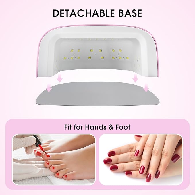 Rechargeable LED Nail Lamp 60W Portable Wireless Nail Dryer UV Gel Polish Light with LCD Display, Auto Sensor and 4 Timer Settings, Professional Curing Lamp with 42 LED Beads for Salon