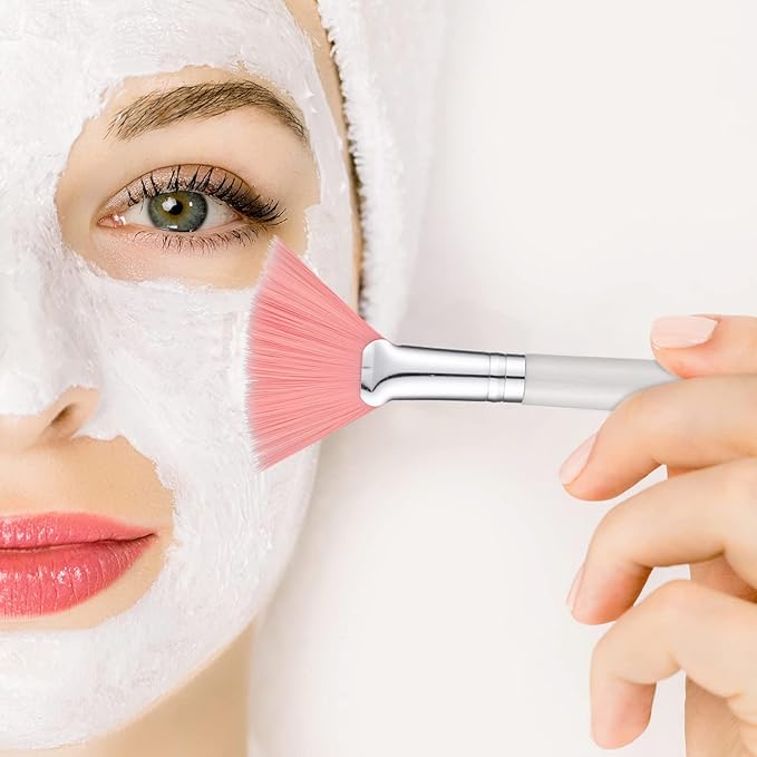 60 Pcs Fan Facial Brushes Fan Mask Soft Facial Applicator Brushes Acid Brush Cosmetic Makeup Blush Applicator Tools for Esthetician Eyeshadow Peel Mud Cream(Pink)