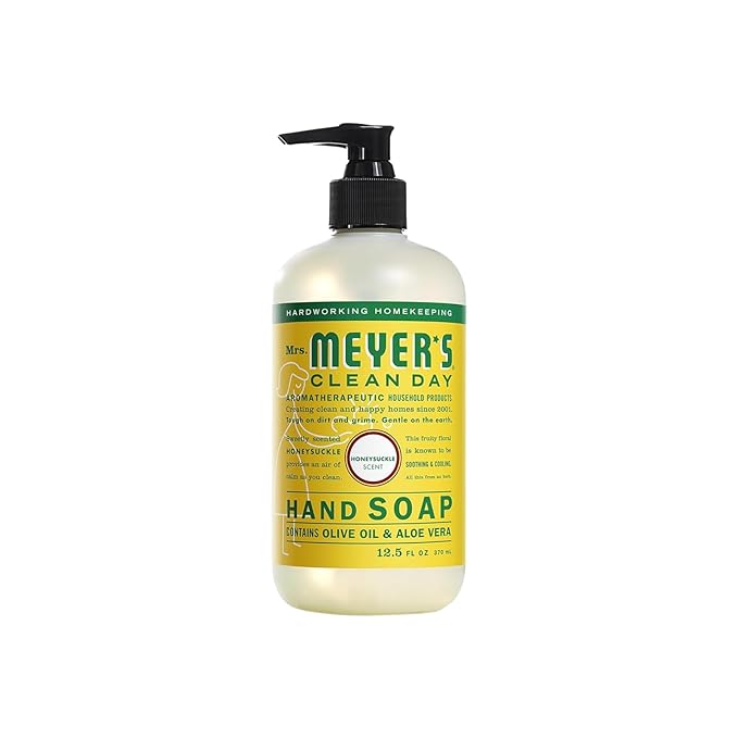 MRS. MEYER'S CLEAN DAY Liquid Hand Soap 4 Pack Variety, Honeysuckle, Rain Water, Compassion Flower, & Lemon Verbena, 12.4 OZ Each, 1 CT Variety Pack