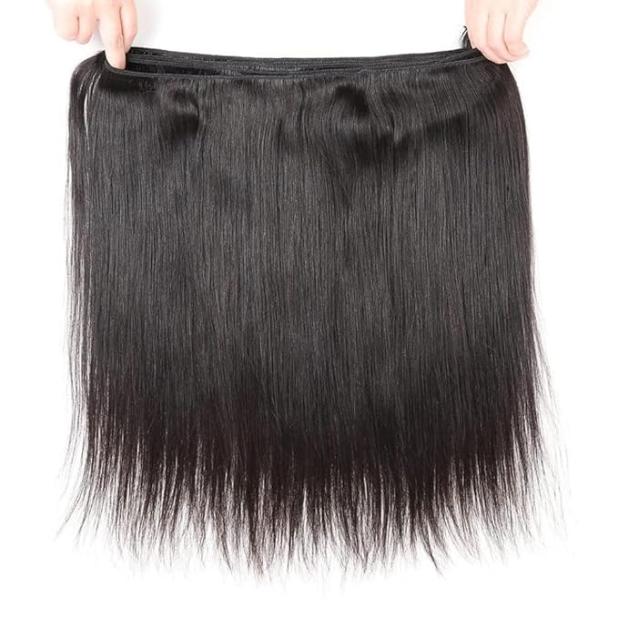 Human Hair Bundles Human Hair 16 16 18 18 Inch Human Hair Bundles 10A Grade 100% Unprocessed Virgin Straight Brazilian Hair Bundles 4 Bundles Human Hair Extensions for Black Women Natural Color