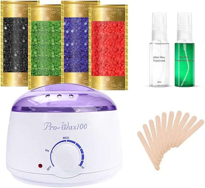 Portable Electric Wax Warmer Kit for Total Body Hair Removal - Melting Pot Hot Wax Heater with Accessories for Facial, Bikini, Armpit Waxing at Home for All Genders