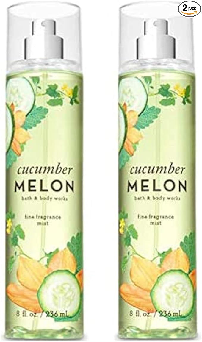 Bath and Body Works Cucumber Melon Fine Fragrance Mists Pack Of 2 8 oz. Bottles (Cucumber Melon)
