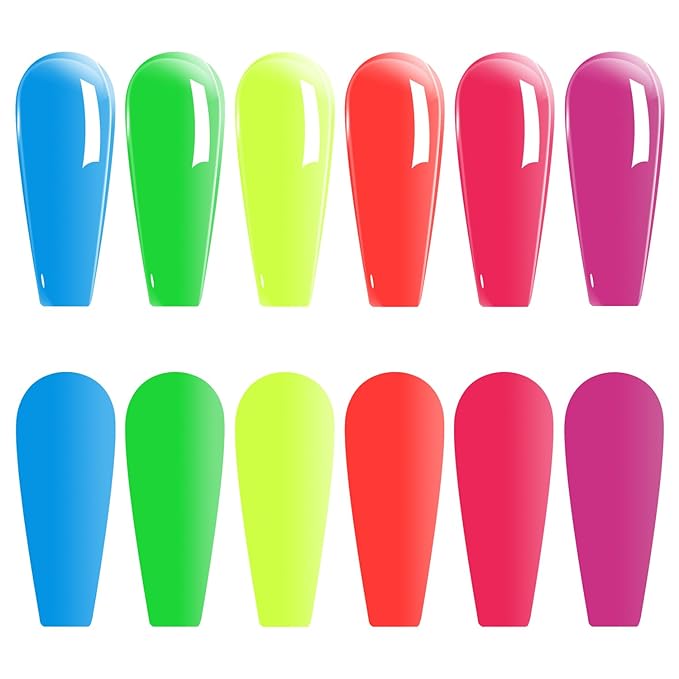 Vishine Jelly Crystal Gel Nail Polish Set Summer-6 Colors Neon Blue Green Yellow Orange Hot Pink Fuchsia Rainbow Neon Gel Polish Kit See Through Nail Trend Gel Nail Art Kit 8ml