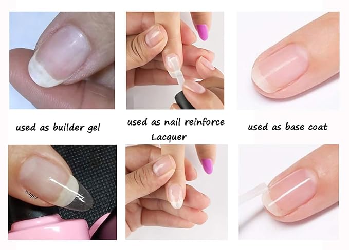 AIMEILI Summer Color Bright Pink Pastel Gel Nail Polish Color, Builder Base and No Wipe Top Coat Set