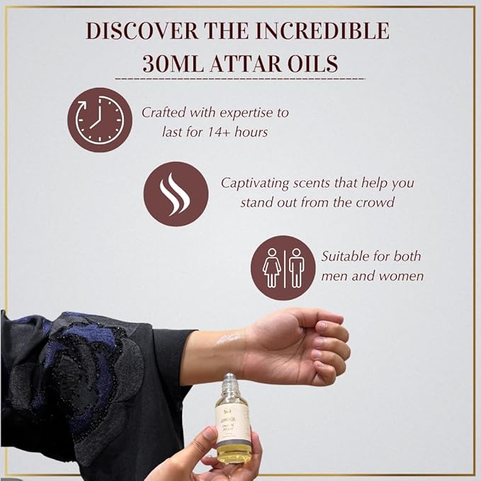 Dukhni Oud Abyad Attar Oil Arabic perfume oils for men and women, Alcohol Free | 30ml Pure roll on perfume, authentic white oud oil | Eid, Ramadan Gifts, Vegan Islamic Fragrances