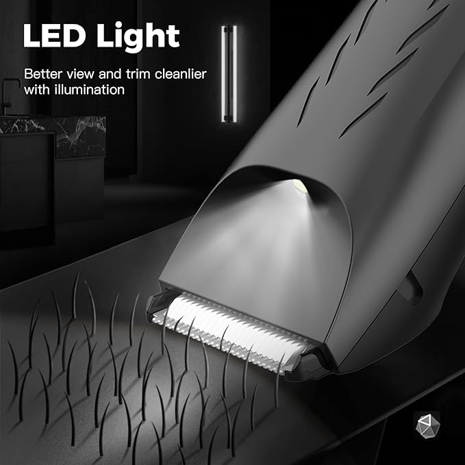 Men Hair Removal Shavers,Waterproof Public Hair Groomers,Manscape Cordless Ball Trimmer, Male Painless Wet Dry Hygiene Razor with Standing Charging Dock SMT110 Black