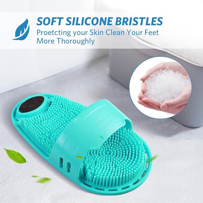 Silicone Shower Foot Scrubber Personal Foot Massage and Cleaning, Non-Slip Foot Scrubber for Men and Women (1PCS Green)